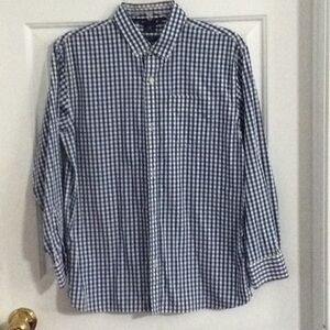 Checked-Navy Blue Long-Sleeve Shirt